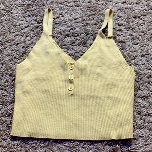 PAC Sun yellow button up tank top cropped